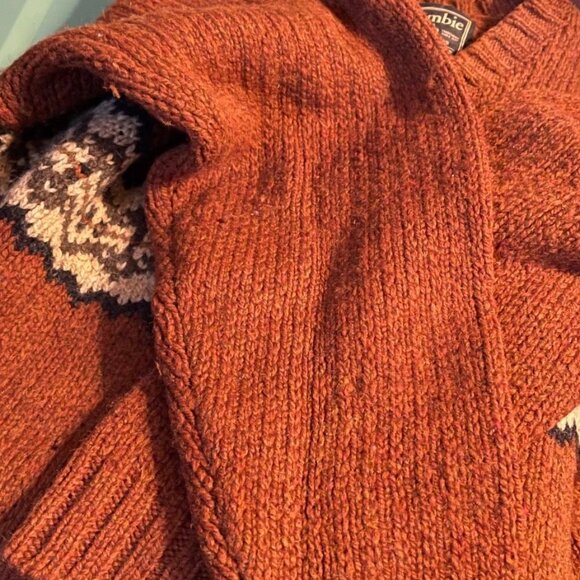 VTG Abercrombie Fitch Sweater XL Rust Orange Wool Ross Geller Autumn 90s Isle - Picture 3 of 6
